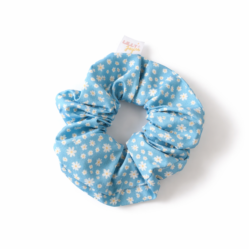 Blue Daisy Luxe Hair Scrunchie