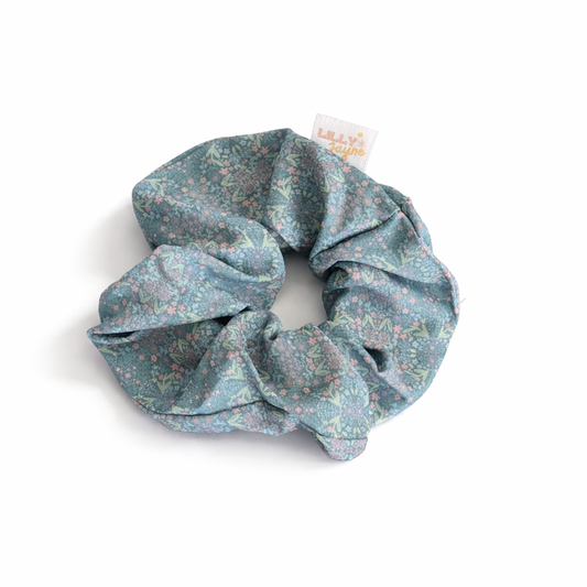 Floral patterned scrunchie on a white background