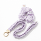 Purple scrunchie and scrunchie lanyard set  set on a white background