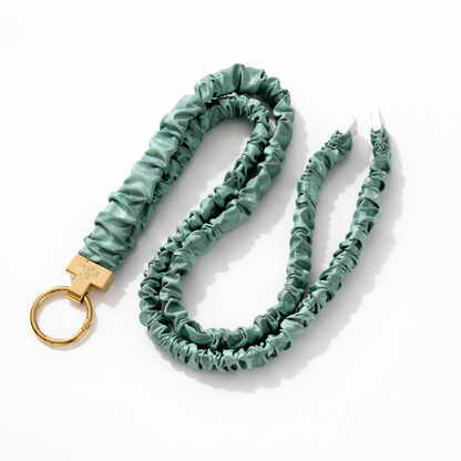 Forest Green Gingham- Scrunchie Lanyard – Stretchy, Safe & Cute (49cm + Stretch)