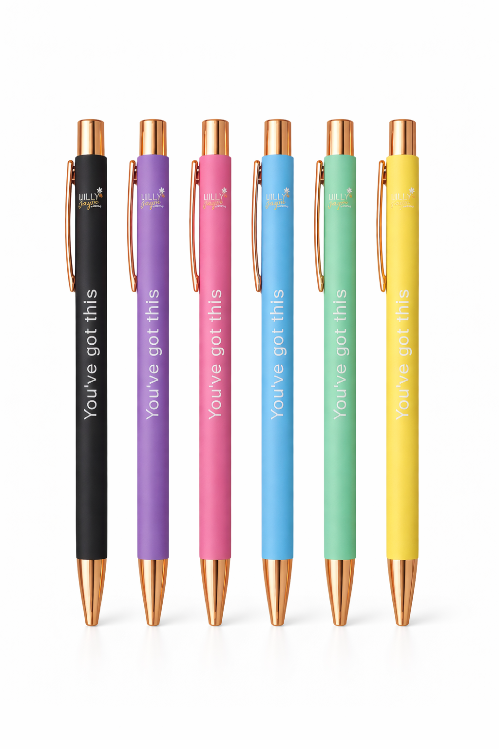 Set of colorful pens with 'You've go this' text on a white background