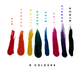 8 colours examples of flash Stamp ink in black, red, blue, orange, pink, green, yellow and purple