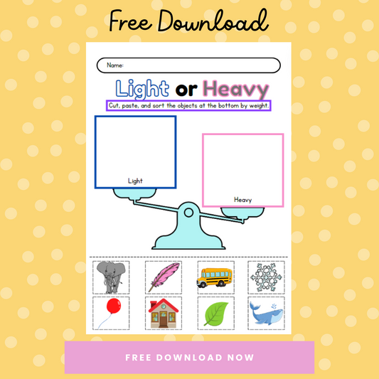 Light or Heavy Kids Activity Digital Download