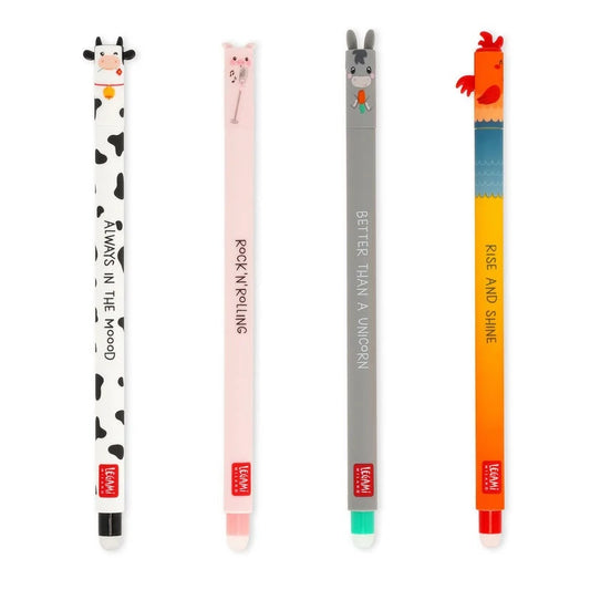 Legami - Set of 4 Erasable Gel Pen Set - Farm  Sweet Farm