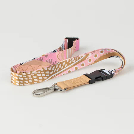 Lanyard with floral pattern on a white background - Neutral Aboriginal Artwork 