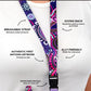 Lanyard with features highlighted on a white background