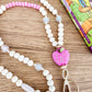 Wooden Bead Personalised Lanyard - Pink Apple Teach