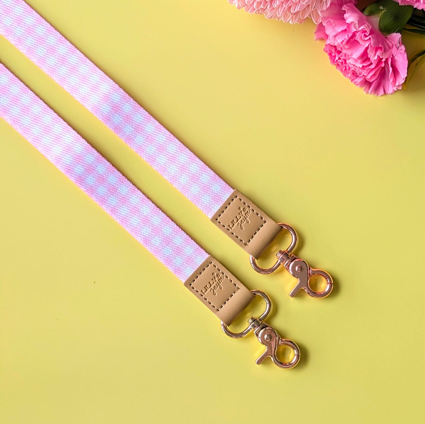 Pink Gingham Lanyard