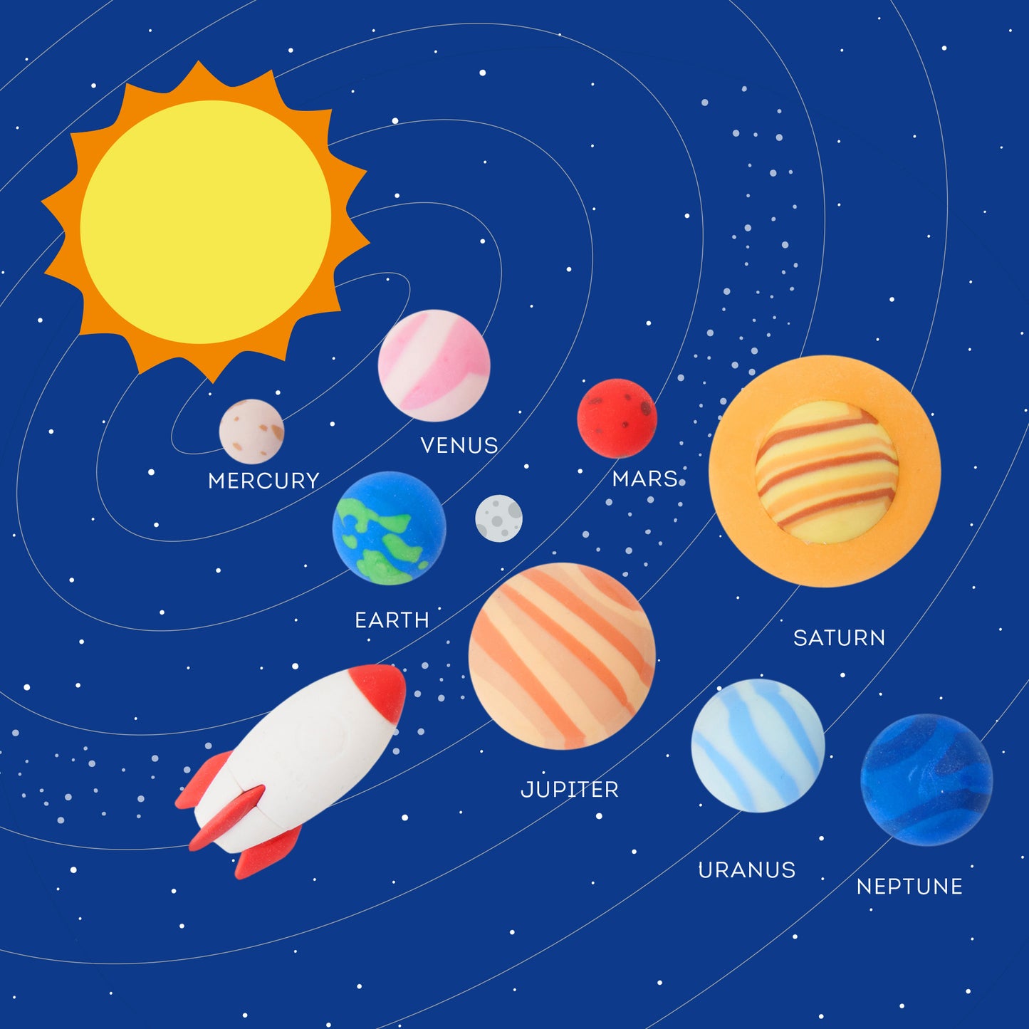 Legami - Set of 9 Erasers - Solar System