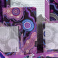 Colorful stationery items including notebooks and pens on a purple - aboriginal art surface
