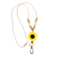 Silicone Bead Sunflower Lanyard Wooden round beads with Silver Clip and Breakaway Clasp. 
