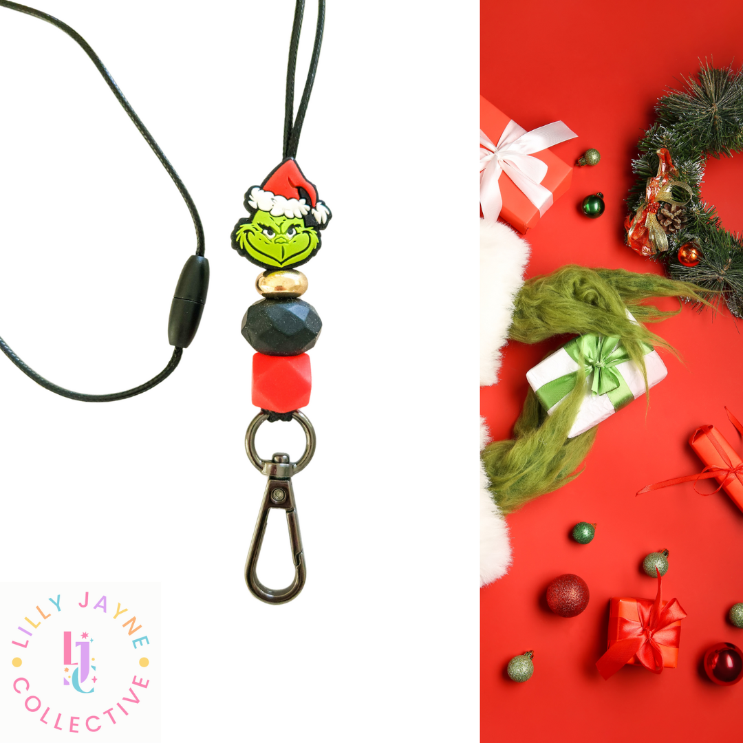 Grinch Silicone Bead Lanyard