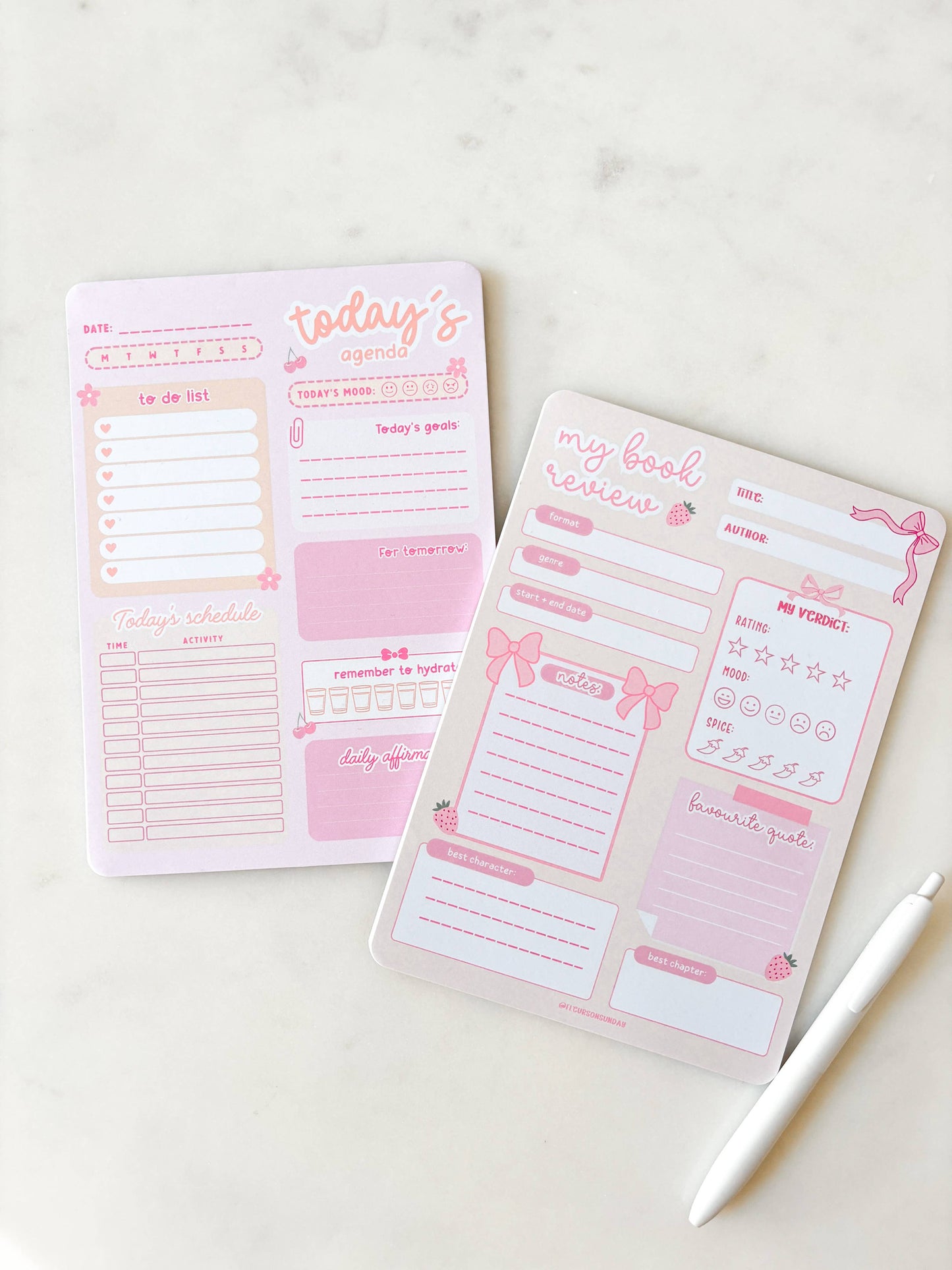 Fleurs on Sunday - Cute Book Review Notepad | A5 Notepad