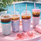 Everyday Floral Rayni Cup Cozy – Pink & Teal Floral Reusable Coffee Sleeve (16oz)
