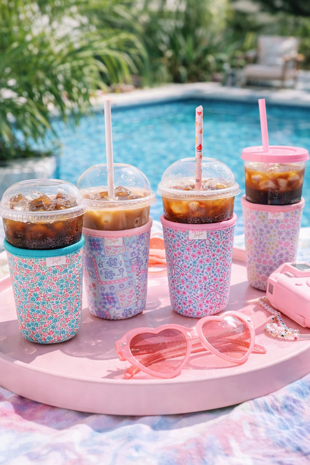 Everyday Floral Rayni Cup Cozy – Pink & Teal Floral Reusable Coffee Sleeve (16oz)