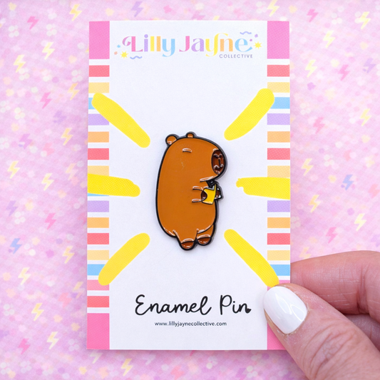Capybara Reading Enamel Pin