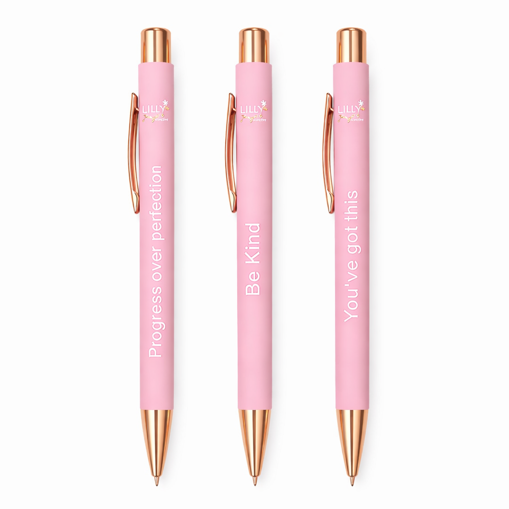 Daily Inspiration Pink Pen Set -  Black Ink Pens