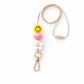 Phone lanyard with a smiley face bead on a white background