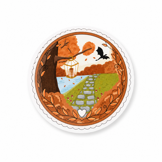 ** Coming May 21 ** Autumn Whimsy Vinyl Sticker | 7cm Bookish Decal | Matte & Holographic Stars Finish