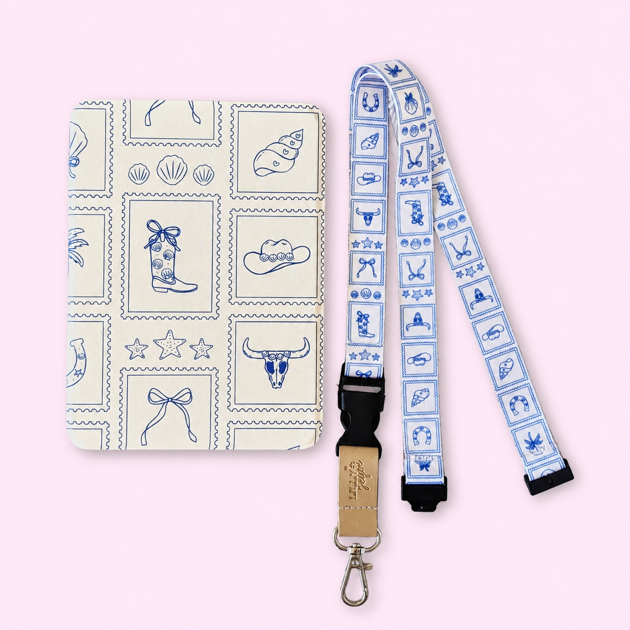 Coastal Cowboy Fabric Lanyard | Detachable Silver clip