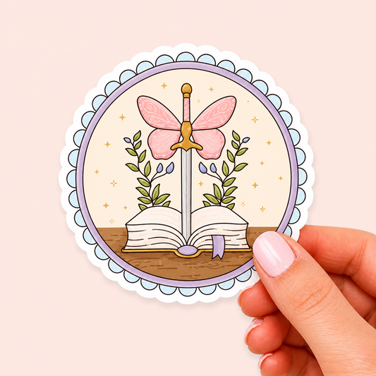 Fairy Sword Vinyl Sticker | 7cm Bookish Decal | Matte & Holographic Stars Finish