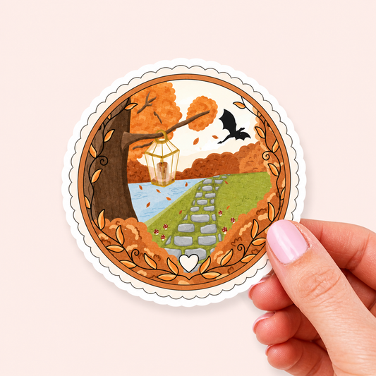 ** Coming May 21 ** Autumn Whimsy Vinyl Sticker | 7cm Bookish Decal | Matte & Holographic Stars Finish