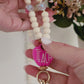 Wooden Bead Personalised Lanyard - Pink Apple Teach