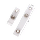 Two clear plastic strips with metal connectors on a white background