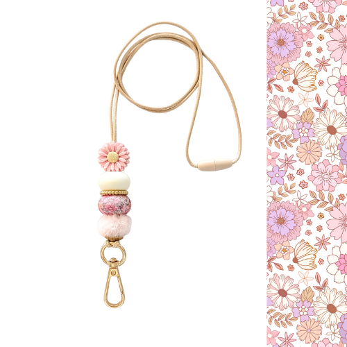 Spring Blooms Beaded Lanyard