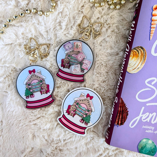Snowglobe Waterproof Vinyl Sticker | 7cm Bookish Decal | Matte, Gloss & Holographic Stars Finish