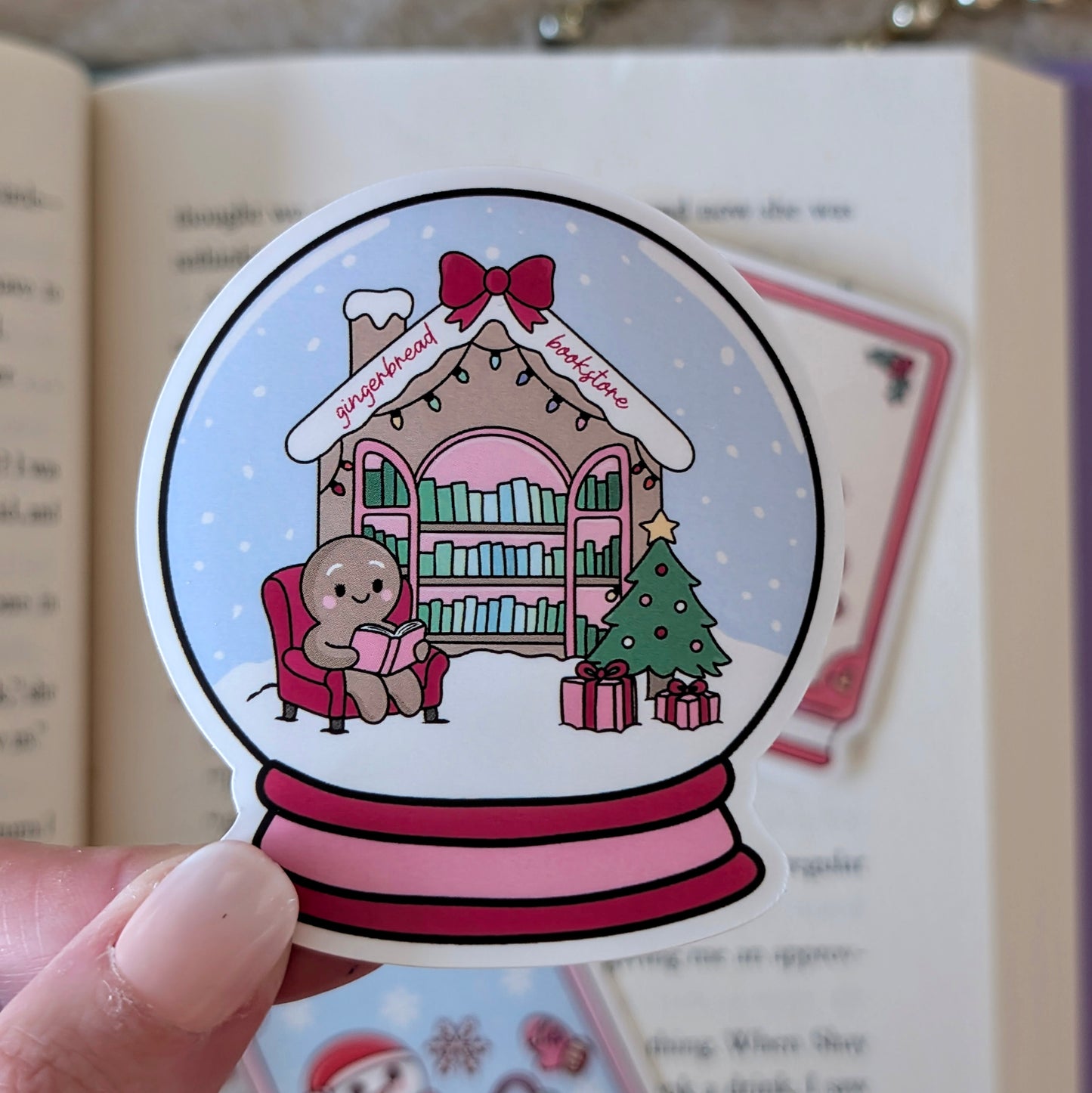 Snowglobe Waterproof Vinyl Sticker | 7cm Bookish Decal | Matte, Gloss & Holographic Stars Finish
