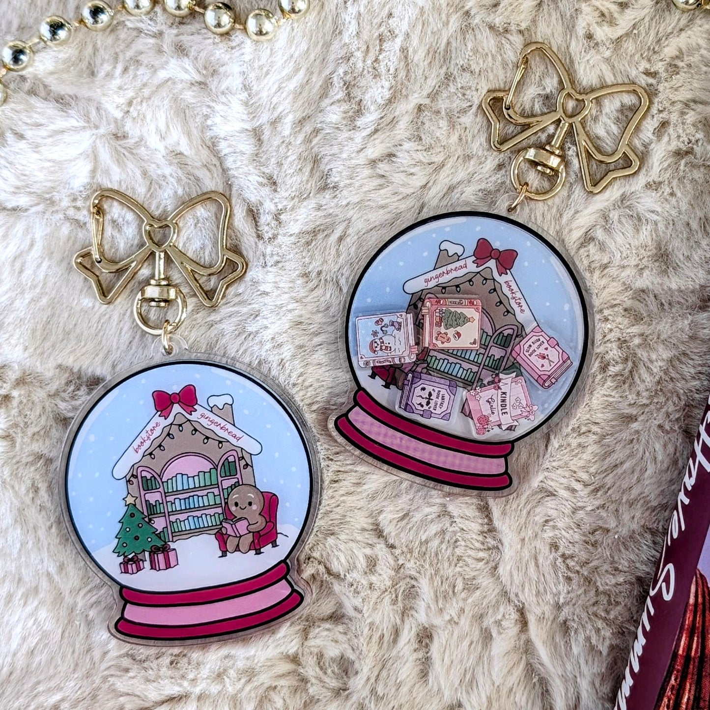 Gingerbread Library Acrylic Shaker Keyring