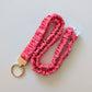 pink scrunchie lanyard with gold Lilly jayne collective brand clip