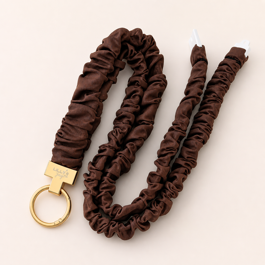 Dark Chocolate - Scrunchie Lanyard – Stretchy, Safe & Cute (49cm + Stretch)