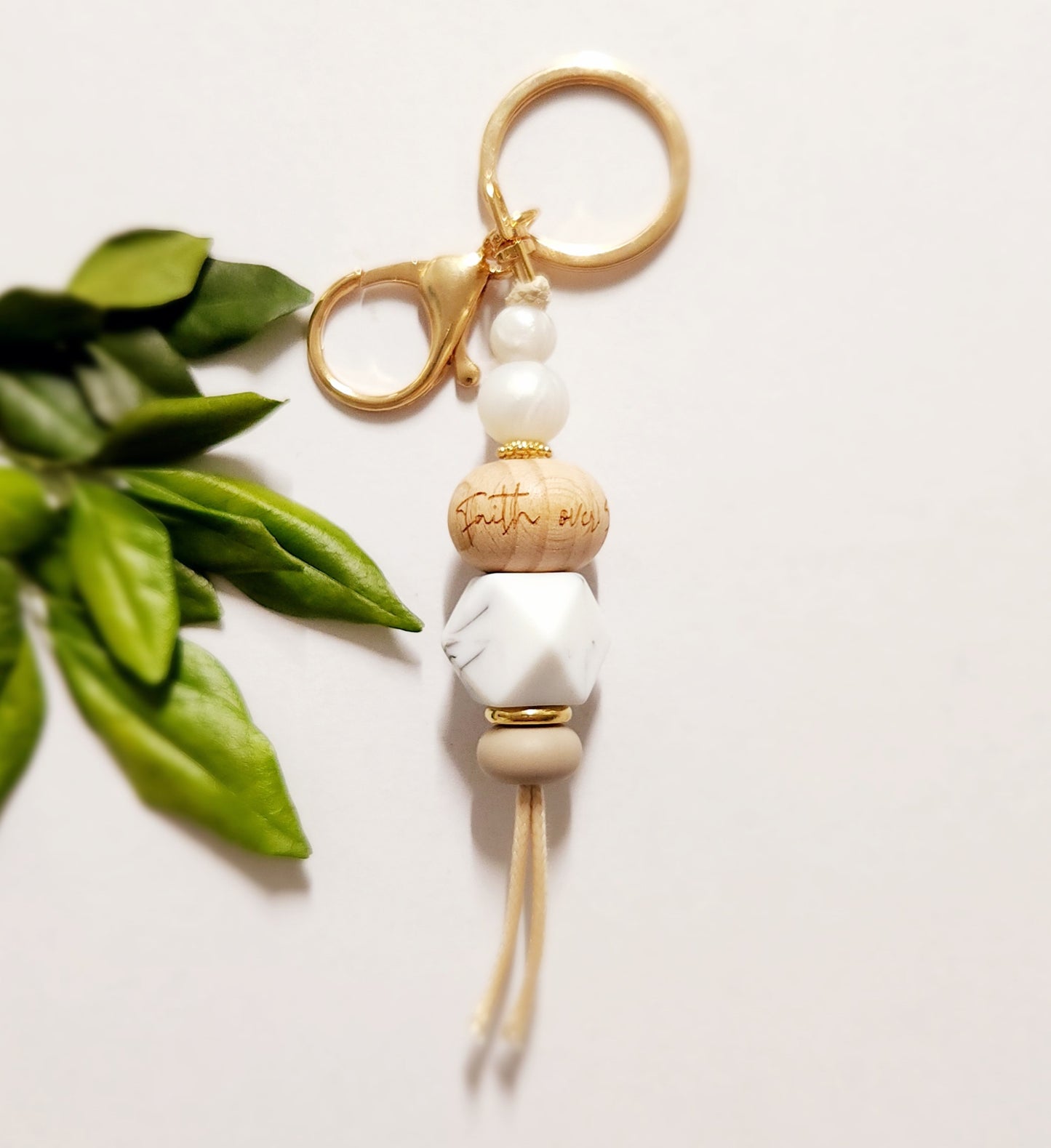 Faith over Fear Silicone Bead Keychain