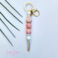 "Mia" Pink and Gold Silicone Bead Keychain